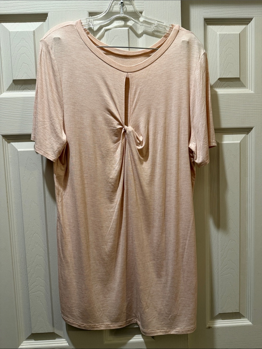 Agnes & Dora Short-Sleeve Twist Front Top - Light Blush Pink